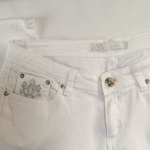 💥White Jeans Size 6 Embellished Pockets EUC